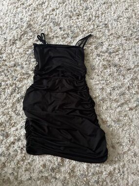 Black Ruched Slip Dress